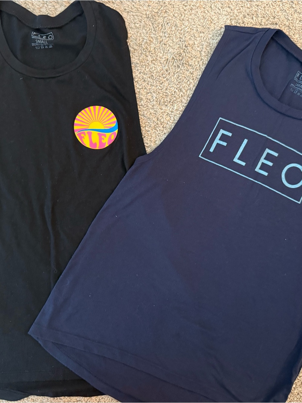 FLEO Black & Navy Logo Tank Tops - Set of 2